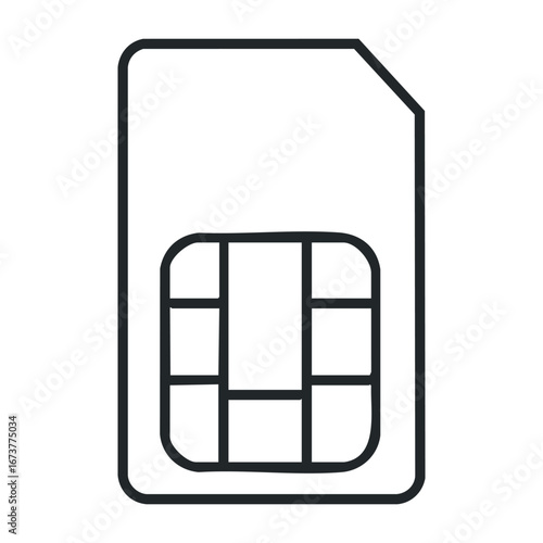 Mobile communication action global location sim card content digital environment close-up viewpoint connectivity concept. Outline vector illustration