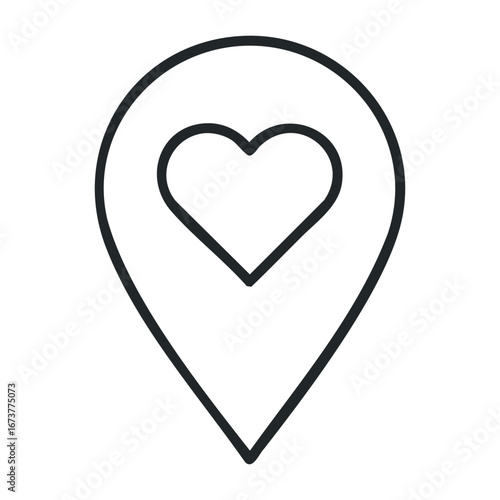 Promoting love for local community urban areas iconic graphic minimalistic design heart symbol. Outline vector illustration