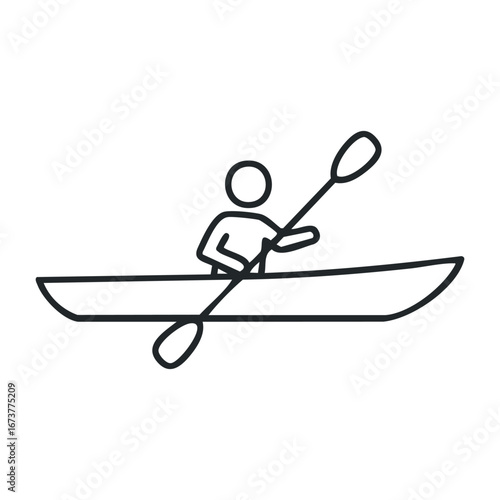 Kayaking adventure river action image outdoor environment dynamic viewpoint water sports exploration. Outline vector illustration