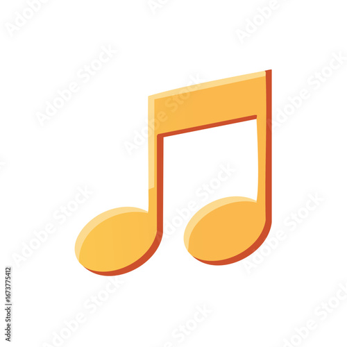 Stylized Golden Eighth Note Pair with Red Outline