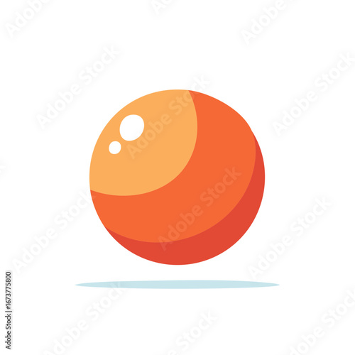 Cartoon Orange Sphere with Shadow, Simple Vector Design