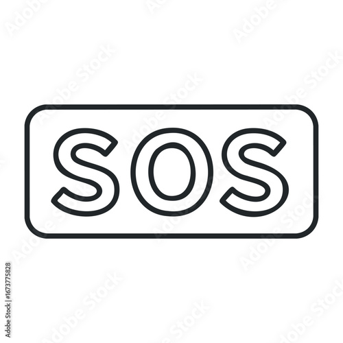 Emergency response action with sos signal urban area graphic design alert concept digital environment. Outline vector illustration