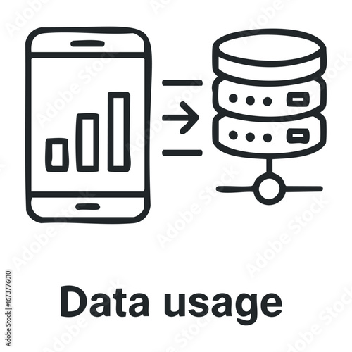 Data usage management strategies digital environment infographic content business perspective technology insight. Outline vector illustration