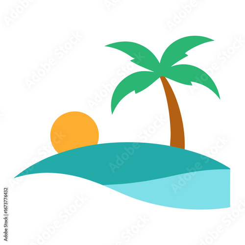 tropical island with palm tree