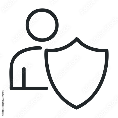 Protective measures for personal safety online environment graphic design digital art conceptual viewpoint. Outline vector illustration