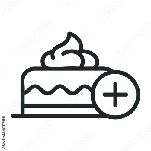 Delicious cake decoration tutorial online video guide home kitchen close-up baking inspiration. Outline vector illustration