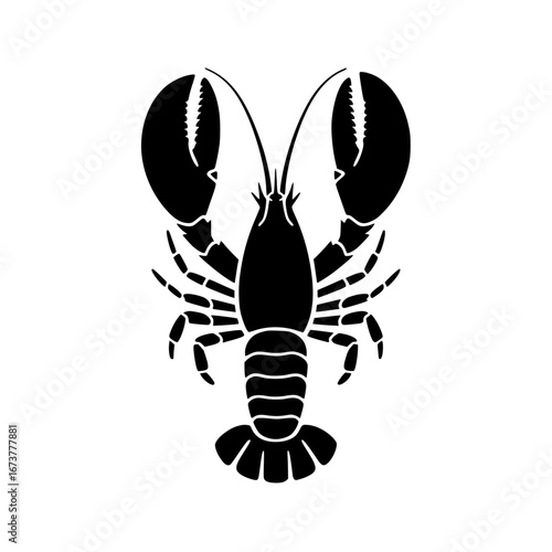 Striking black lobster silhouette commanding attention perfect for seafood branding and restaurant menus