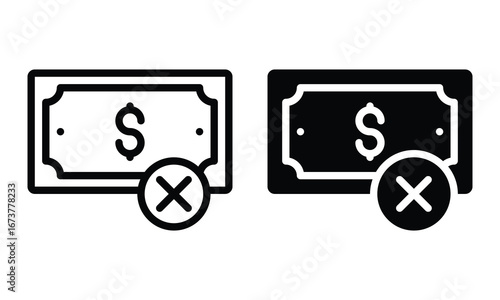 Payment rejected icon with outline and glyph style.