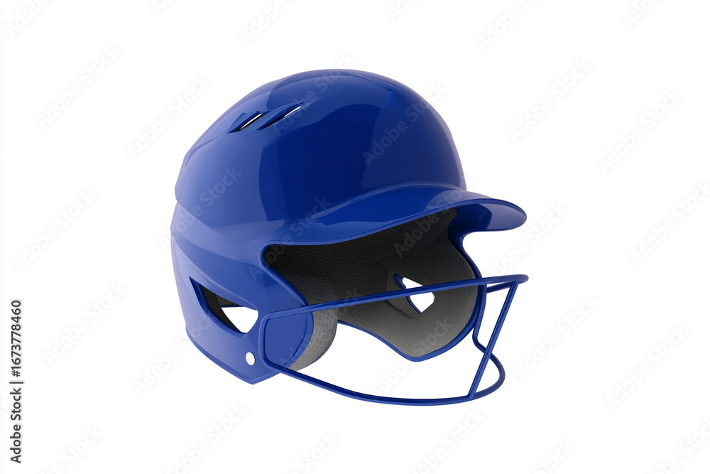 Fototapeta premium 3D realistic rendering of baseball helmet with protective face guard, Modern isolated on white background