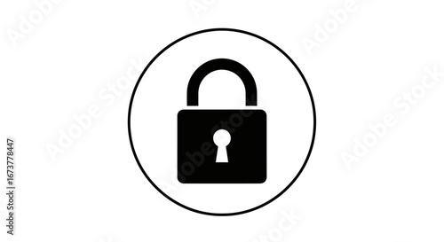 Simple Black Padlock Icon Inside a White Circle.