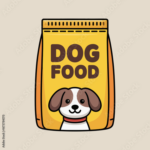 Cartoon Dog Food Bag with Puppy Illustration – Pet Supplies Packaging Design