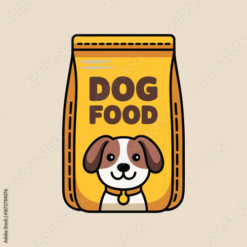 Cartoon Dog Food Bag with Puppy Illustration – Pet Supplies Packaging Design