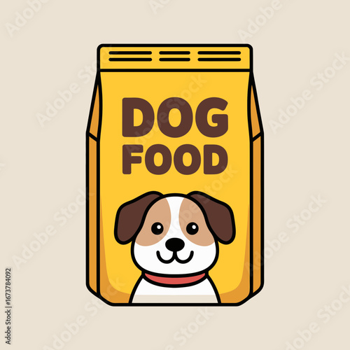 Cartoon Dog Food Bag with Puppy Illustration – Pet Supplies Packaging Design