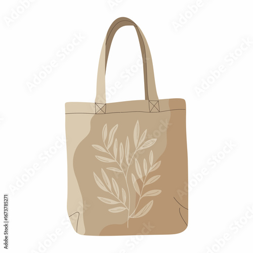 Beige Canvas Tote Bag with Delicate Botanical Design for Sustainable Shopping Fashionable and EcoFriendly Reusable Everyday Carryall Promoting Green Lifestyle and Style