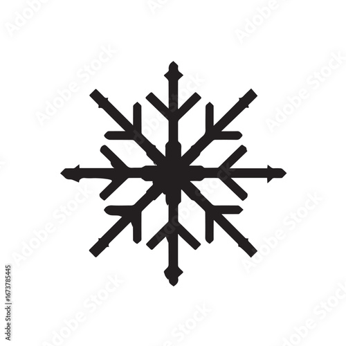 Vector art of black silhouette of a snowflake