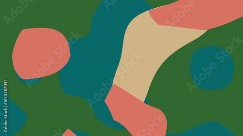 Organic Fluid Shapes: Seamless Teal, Green, Rose, and Tan Morphing Forms in a Loop, Perfect for Contemporary Design, Web, Video Content, and Calming Modern Backgrounds