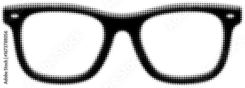 Retro black glasses with dotted halftone pattern. Vector illustration