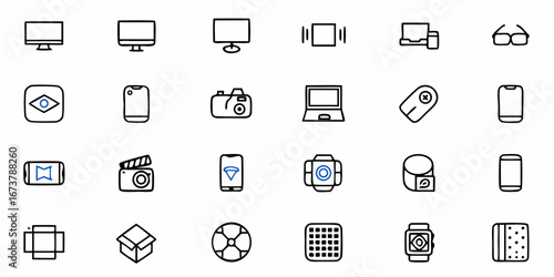 Modern tech gadget icons for app development and user interface design needs, ideal for web and print projects