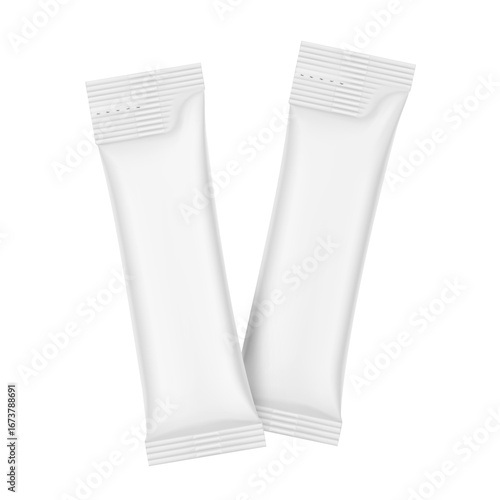 Blank package stick mockup. Flat lay view. Vector illustration isolated on white background. Can be use for food, cosmetic, medicine and etc. EPS10.