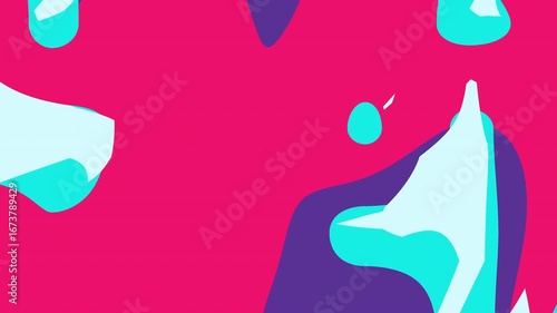 Vibrant Fluid Shapes: Bold Magenta, Purple, Blue, and Turquoise Forms in a Seamless Loop, Perfect for Creative Backdrops, Intros, and Contemporary Brand Visuals