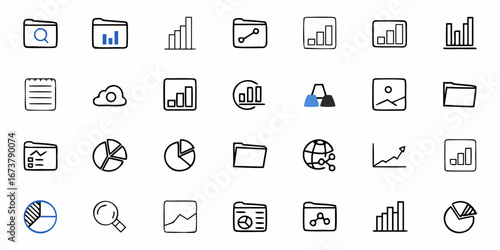 Enhance business insights with these dynamic data management and analysis icons, originally a scalable vector graphic