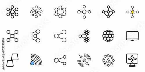 Dynamic network connection icons representing science, technology, and data flow for modern business concepts