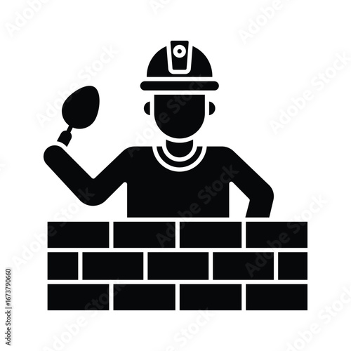 Bricklayer Vector Icon which can easily modify or edit