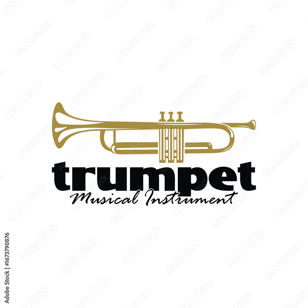 Obraz premium Trumpet Logo Design Concept, Music Jazz Logo Icon Vector Illustration