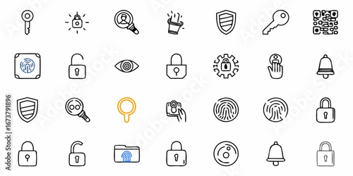 Unlock modern security and data protection with these essential icons for digital safety and access.