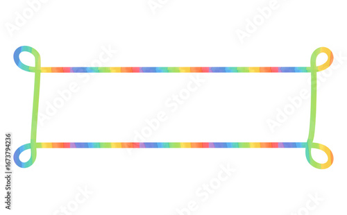 ひねりループのカラフルな虹色リボンフレーム