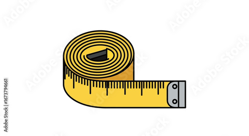 Rolled-up Yellow Measuring Tape with Metric Scale