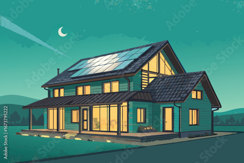 A stunning, sleek, sun-drenched, solar-powered, futuristic architectural marvel boasts a radiant, luminous, bio-luminescent, glowing roof.