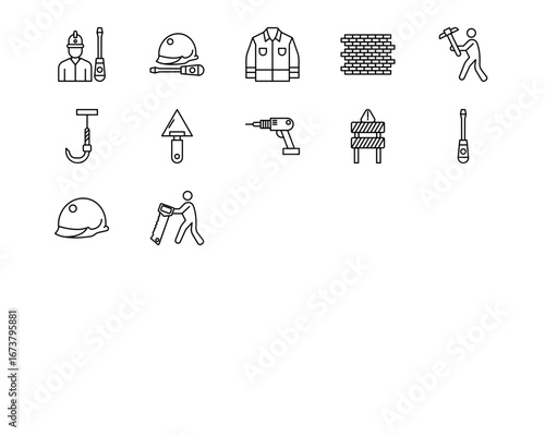 Labour Day Line Vector Icons