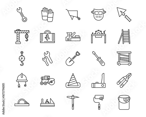 Construction Tools Line Vector Icons