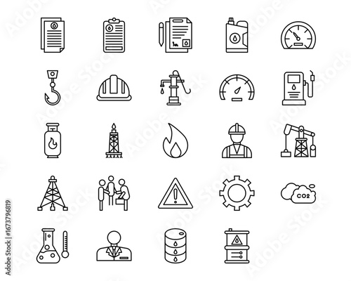 Petrol Industry Line Vector Icons