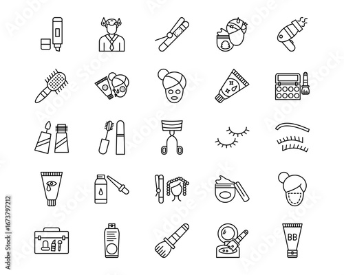 Cosmetics Line Vector Icons