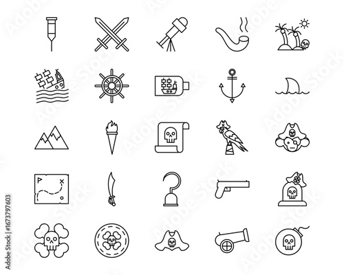 Pirate Line Vector Icons