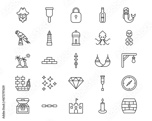 Pirate Line Vector Icons