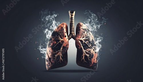 Damaged lungs with smoke