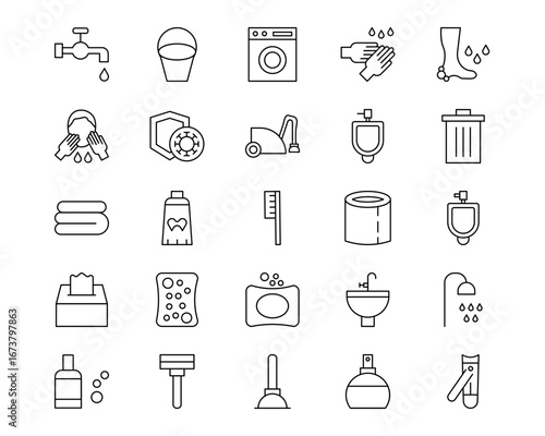 Hygiene Routine Line Vector Icons