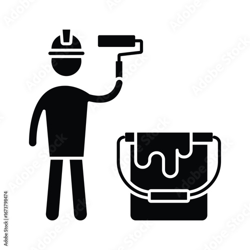 Painter  Worker Vector Icon which can easily modify or edit
