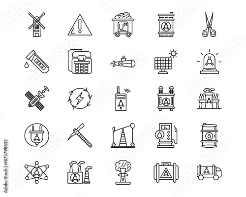 Nuclear Energy Line Vector Icons
