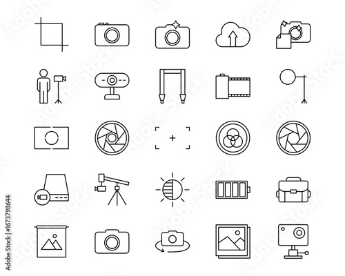 Photography Line Vector Icons