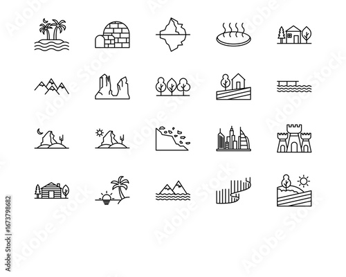 Landscapes Line Vector Icons
