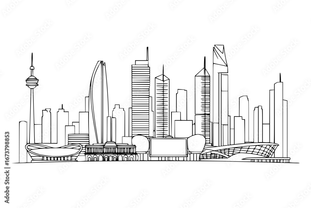 Fototapeta premium Gurugram City Skyline India Vector. Cyber City Skyline Silhouette.
