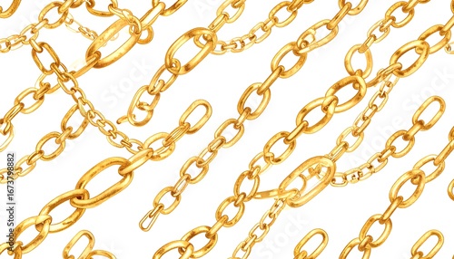 Gold chain pattern on white background