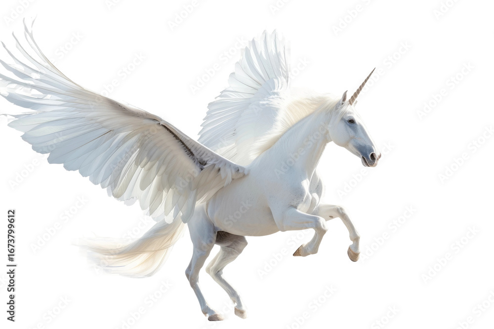 Obraz premium Elegant Pegasus with transparent white background in ultra HD quality