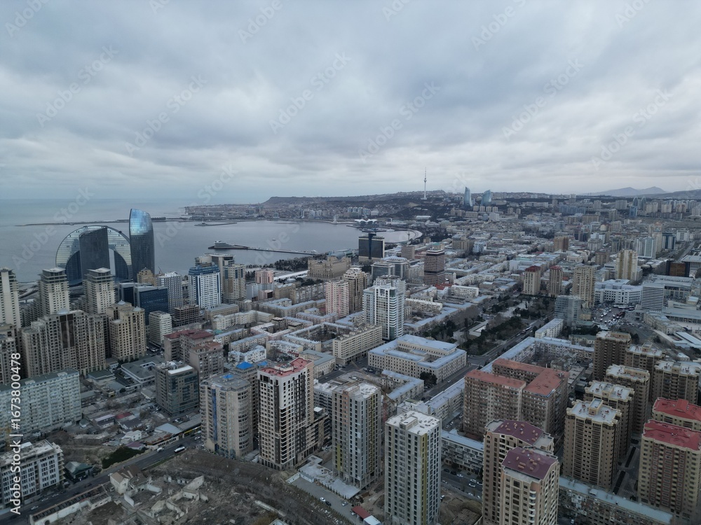 Obraz premium The majestic beauty of Azerbaijan from the sky Baku drone
