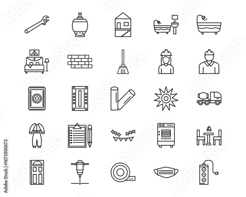 Home Improvements Line Vector Icons