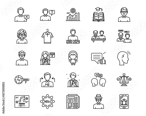 Generation Gap Line Vector Icons